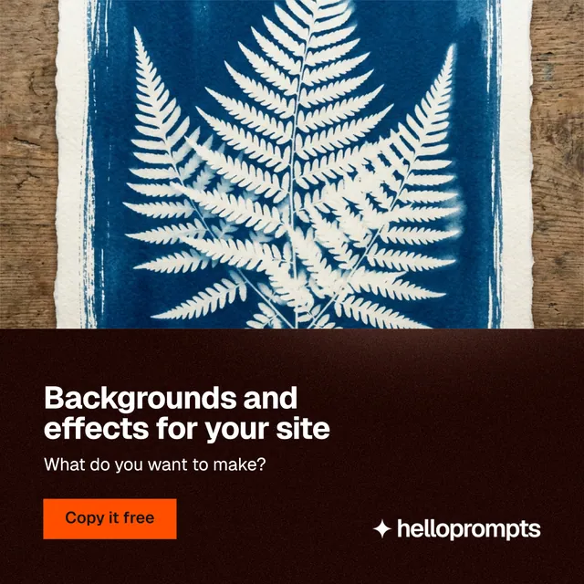 Instagram post for HelloPrompts: "Backgrounds and effects for your site". Swiss style, bottom layout, dark palette in black, grey, blue.
