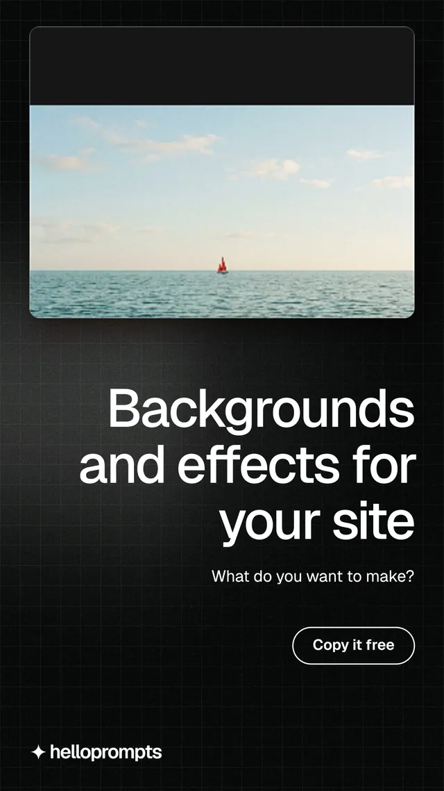 Instagram story for HelloPrompts: "Backgrounds and effects for your site". Phosphor atlas style, right layout, dark palette in grey, black.