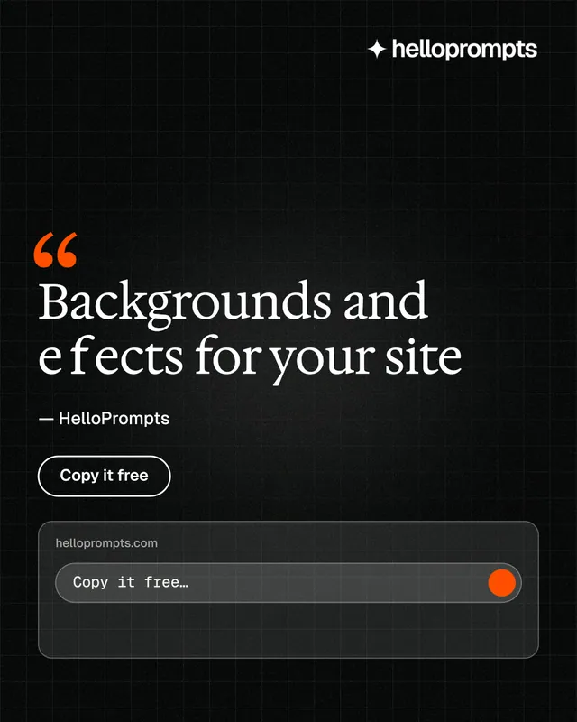 Instagram portrait post for HelloPrompts: "Backgrounds and effects for your site". Phosphor atlas style, quote layout, dark palette in black.