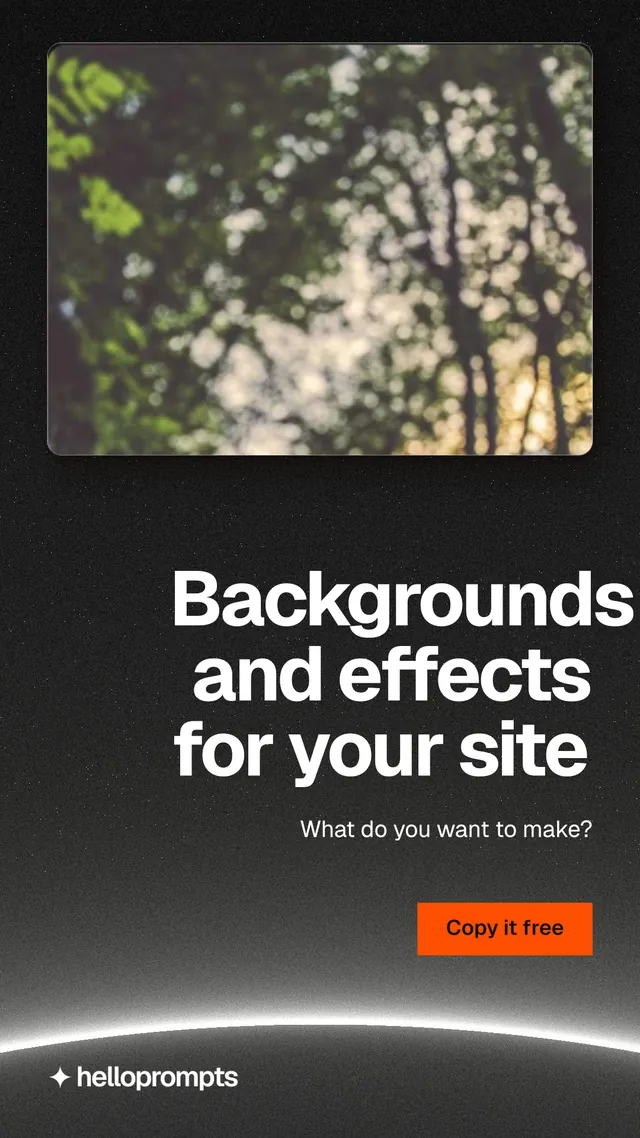Instagram story for HelloPrompts: "Backgrounds and effects for your site". Swiss style, right layout, dark palette in black, grey.