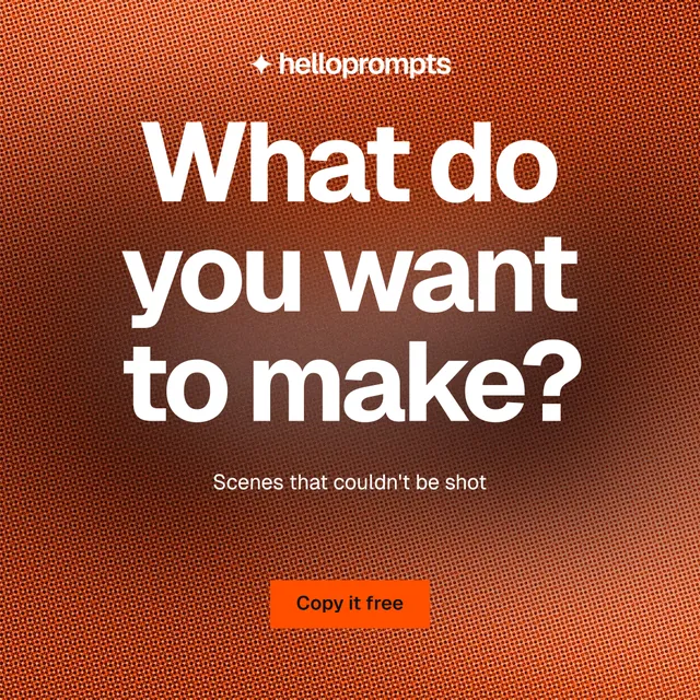 Instagram post for HelloPrompts: "What do you want to make?" Swiss style, centred layout, dark palette in red, orange.
