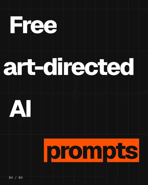 Video for HelloPrompts: "Free art-directed AI prompts". Kinetic type grid, 6.0 s, dark palette.