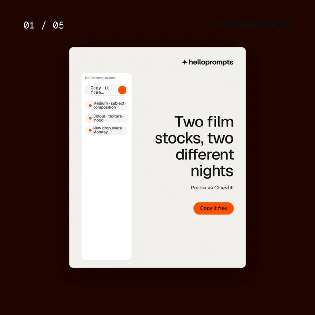 Video for HelloPrompts. Ad flipbook, 7.5 s, dark palette.