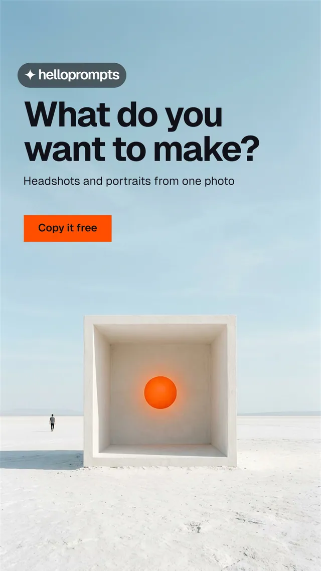 Instagram story for HelloPrompts: "What do you want to make?" Swiss style, bottom layout, light palette in blue, white, grey.