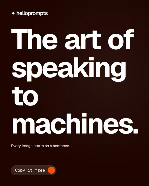 Video for HelloPrompts: "The art of speaking to machines.". Doc motion loop, 6.0 s, dark palette.