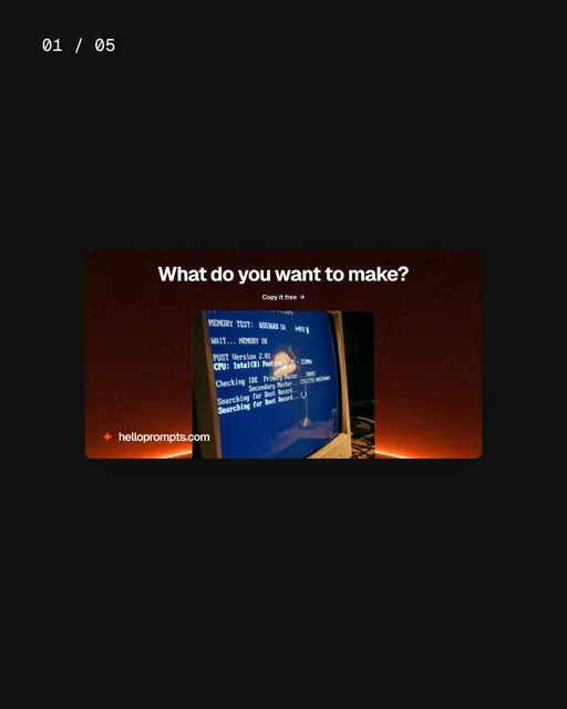 Video for HelloPrompts. Ad flipbook, 7.5 s, dark palette.