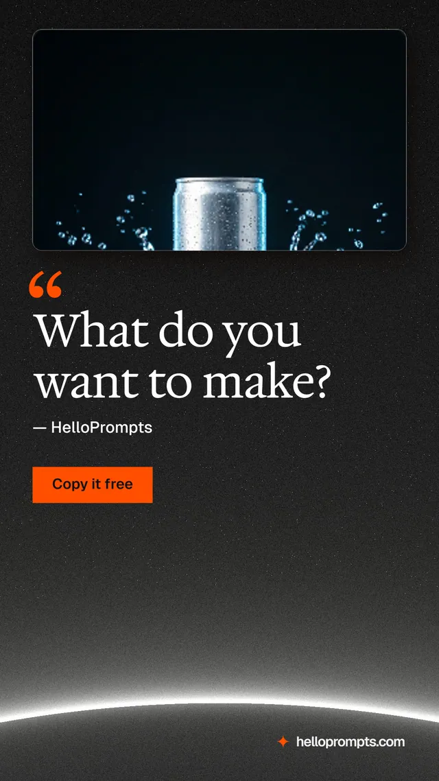 Instagram story for HelloPrompts: "What do you want to make?" Swiss style, quote layout, dark palette in black, grey.