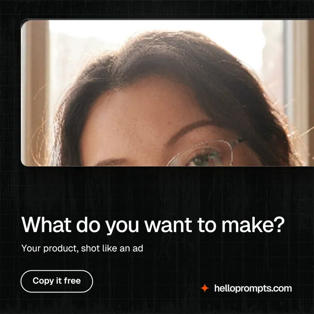 Instagram post for HelloPrompts: "What do you want to make?" Phosphor atlas style, bottom layout, dark palette in grey, orange, black.