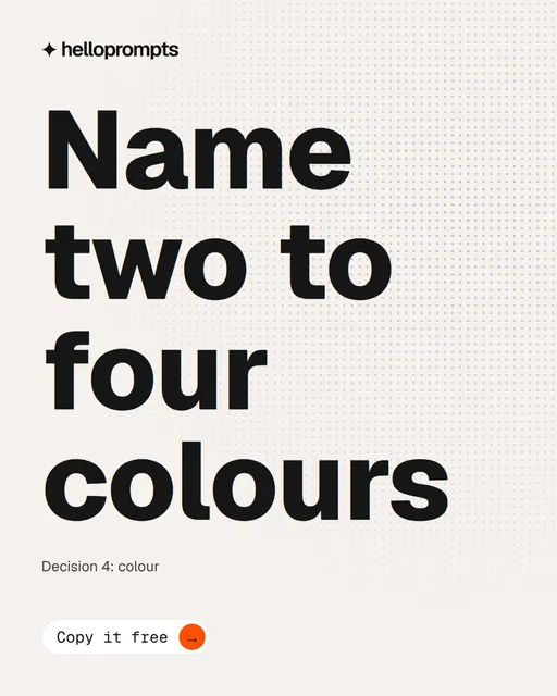 Video for HelloPrompts: "Name two to four colours". Doc motion loop, 7.0 s, light palette.