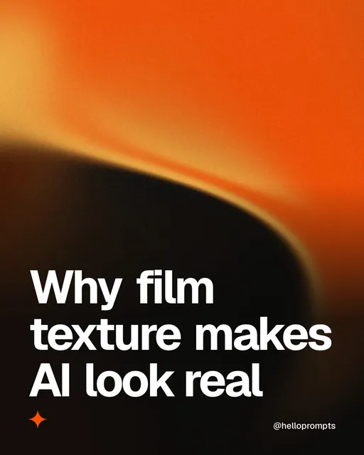 Video for HelloPrompts: "Why film texture makes AI look real". Shader loop, 6.0 s, dark palette.