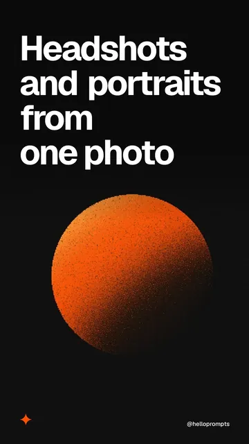 Video for HelloPrompts: "Headshots and portraits from one photo". Shader loop, 6.0 s, dark palette.