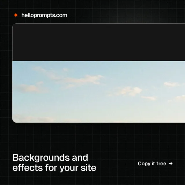 Instagram post for HelloPrompts: "Backgrounds and effects for your site". Phosphor atlas style, image led layout, dark palette in black, teal, white.