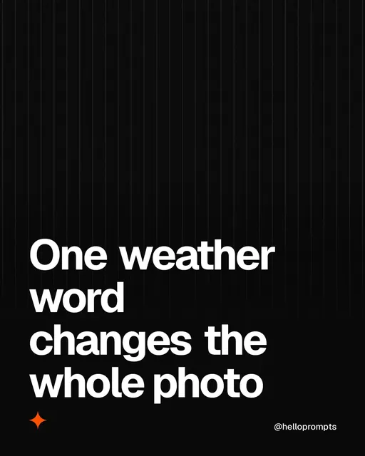 Video for HelloPrompts: "One weather word changes the whole photo". Shader loop, 6.0 s, dark palette.