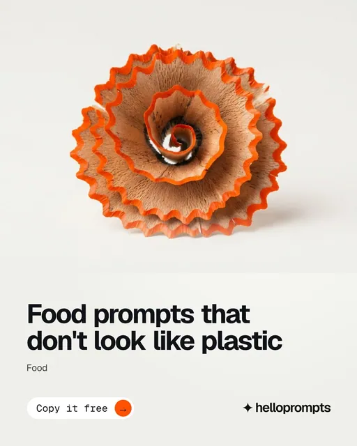 Video for HelloPrompts: "Food prompts that don't look like plastic". Doc motion loop, 7.0 s, light palette.
