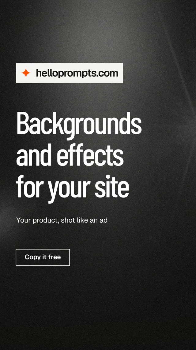 Instagram story for HelloPrompts: "Backgrounds and effects for your site". Dark deco style, announce layout, dark palette in black, grey.