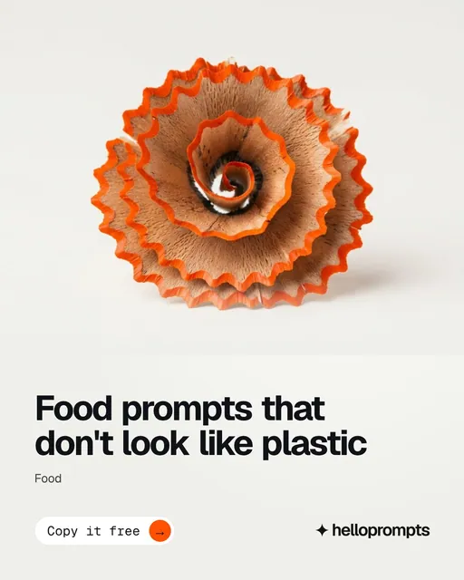 Video for HelloPrompts: "Food prompts that don't look like plastic". Doc motion loop, 6.0 s, light palette.