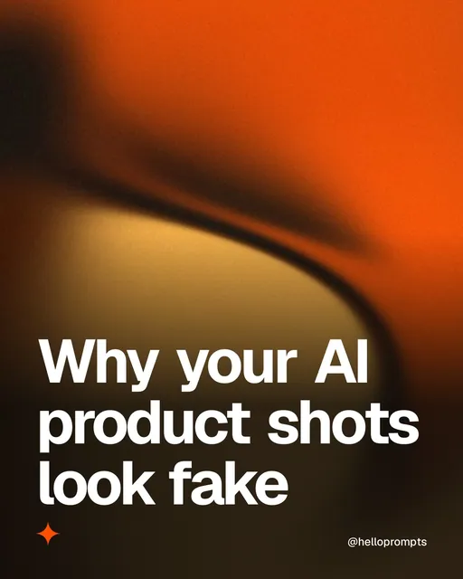 Video for HelloPrompts: "Why your AI product shots look fake". Shader loop, 6.0 s, dark palette.