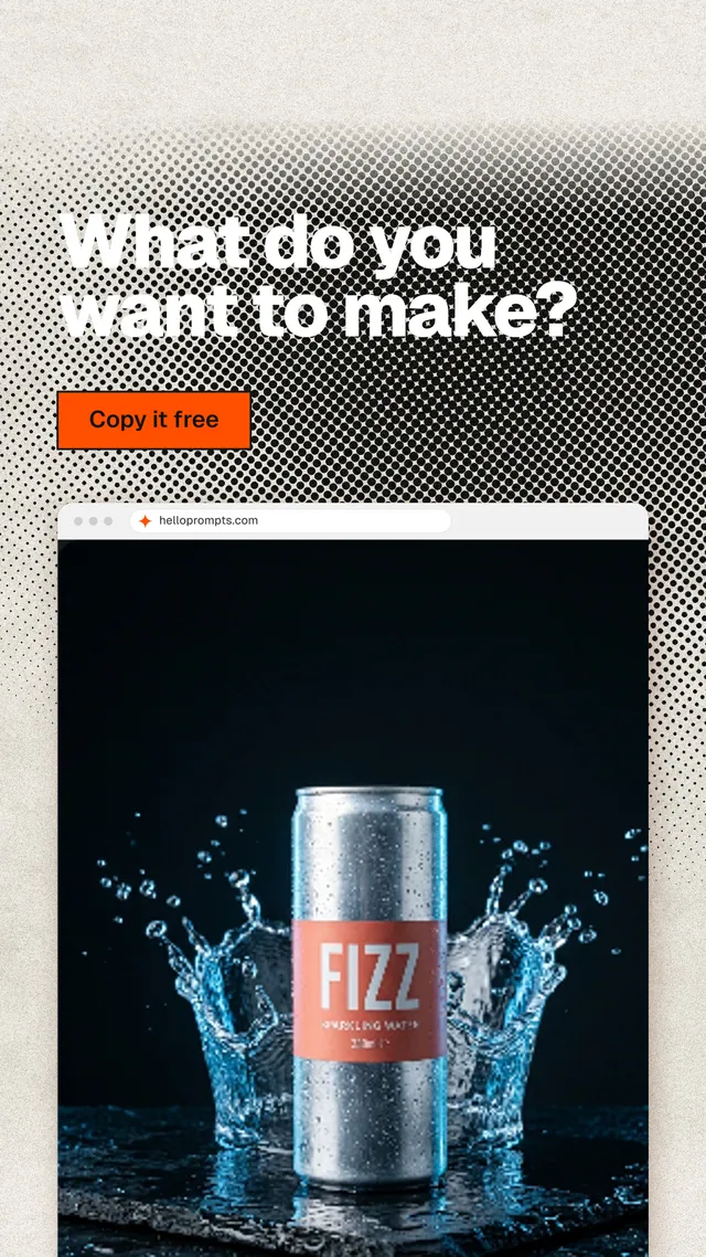 Instagram story for HelloPrompts: "What do you want to make?" Ink sticker style, browser layout, light palette in white, black, grey.