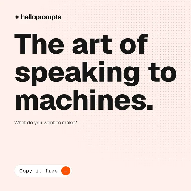 Video for HelloPrompts: "The art of speaking to machines.". Doc motion loop, 6.0 s, light palette.