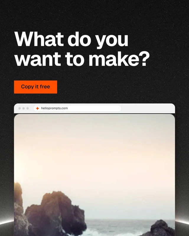 Instagram portrait post for HelloPrompts: "What do you want to make?" Swiss style, browser layout, light palette in white, black, red.