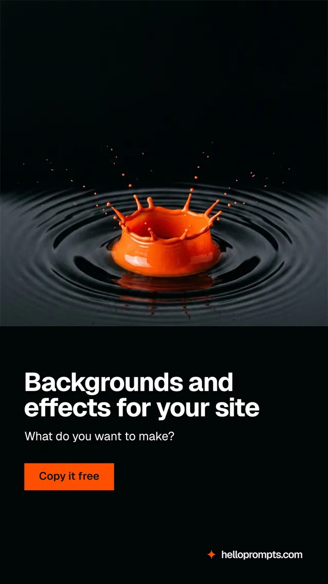 Instagram story for HelloPrompts: "Backgrounds and effects for your site". Swiss style, bottom layout, dark palette in black, grey.