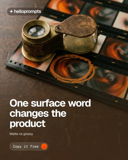 Video for HelloPrompts: "One surface word changes the product". Doc motion loop, 6.0 s, dark palette.