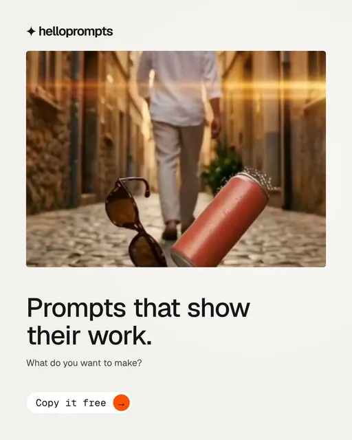 Video for HelloPrompts: "Prompts that show their work.". Doc motion loop, 6.0 s, light palette.