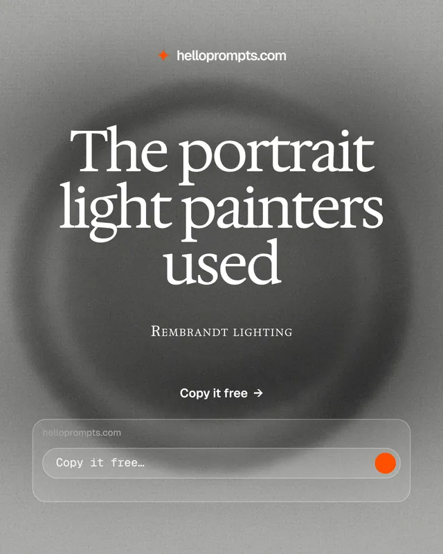Instagram portrait post for HelloPrompts: "The portrait light painters used". Swiss style, smallcaps layout, light palette in grey.