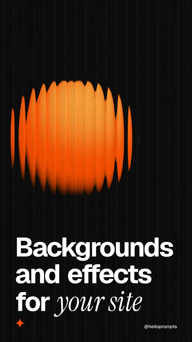 Instagram story for HelloPrompts: "Backgrounds and effects for your site". Auto 9x16 style, technique:shader field layout, dark palette in black, brown.