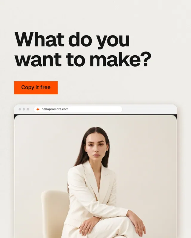 Instagram portrait post for HelloPrompts: "What do you want to make?" Swiss style, browser layout, light palette in white, orange.