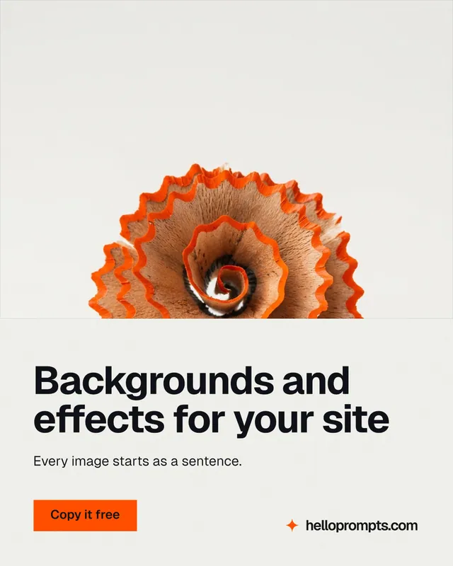Instagram portrait post for HelloPrompts: "Backgrounds and effects for your site". Swiss style, bottom layout, light palette in white, brown.