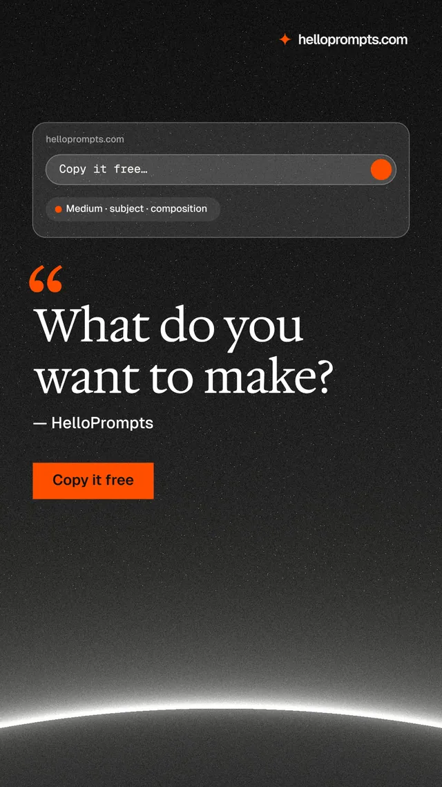 Instagram story for HelloPrompts: "What do you want to make?" Swiss style, quote layout, dark palette in black, grey.