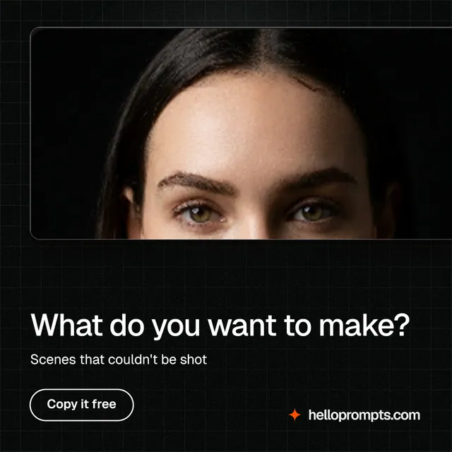 Instagram post for HelloPrompts: "What do you want to make?" Phosphor atlas style, bottom layout, dark palette in black, grey.