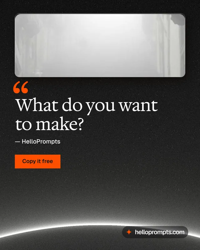 Instagram portrait post for HelloPrompts: "What do you want to make?" Swiss style, quote layout, dark palette in grey, black.