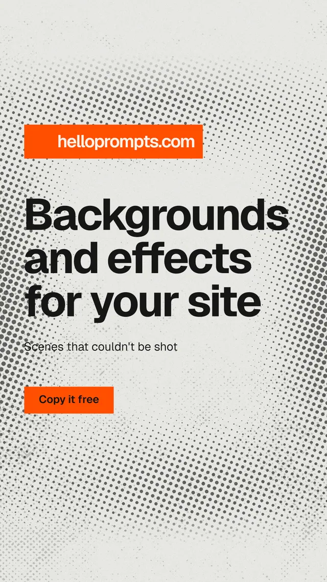 Instagram story for HelloPrompts: "Backgrounds and effects for your site". Swiss style, announce layout, light palette in white, orange.