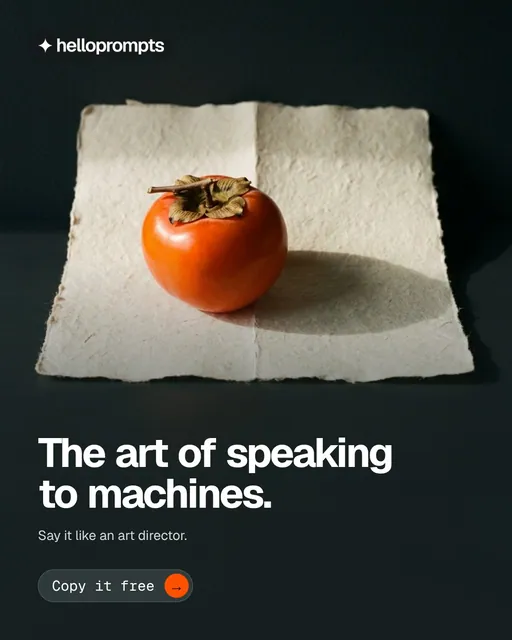 Video for HelloPrompts: "The art of speaking to machines.". Doc motion loop, 6.0 s, dark palette.