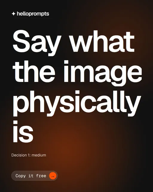 Video for HelloPrompts: "Say what the image physically is". Doc motion loop, 8.0 s, dark palette.