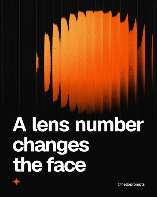 Video for HelloPrompts: "A lens number changes the face". Shader loop, 6.0 s, dark palette.