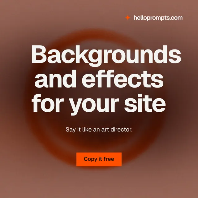 Instagram post for HelloPrompts: "Backgrounds and effects for your site". Swiss style, centred layout, dark palette in red, grey.