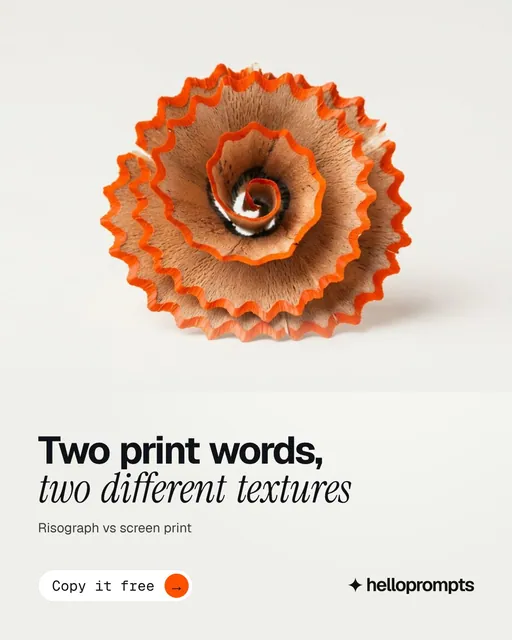 Video for HelloPrompts: "Two print words, two different textures". Doc motion loop, 8.0 s, light palette.