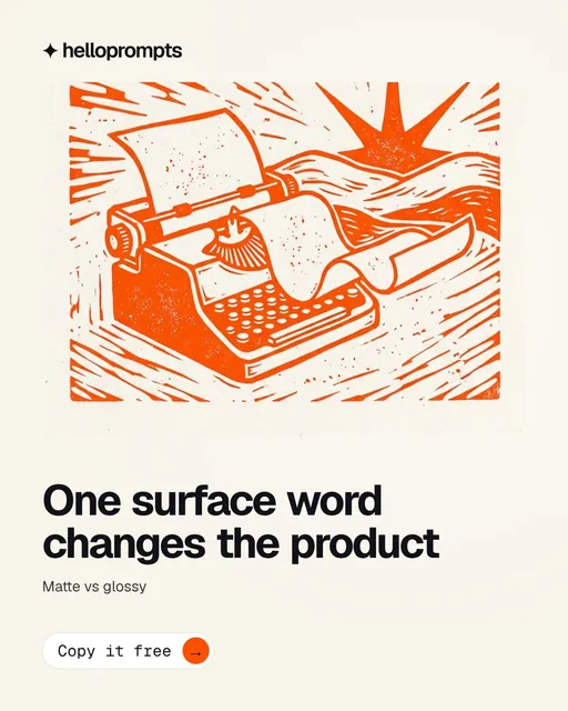 Video for HelloPrompts: "One surface word changes the product". Doc motion loop, 6.0 s, light palette.