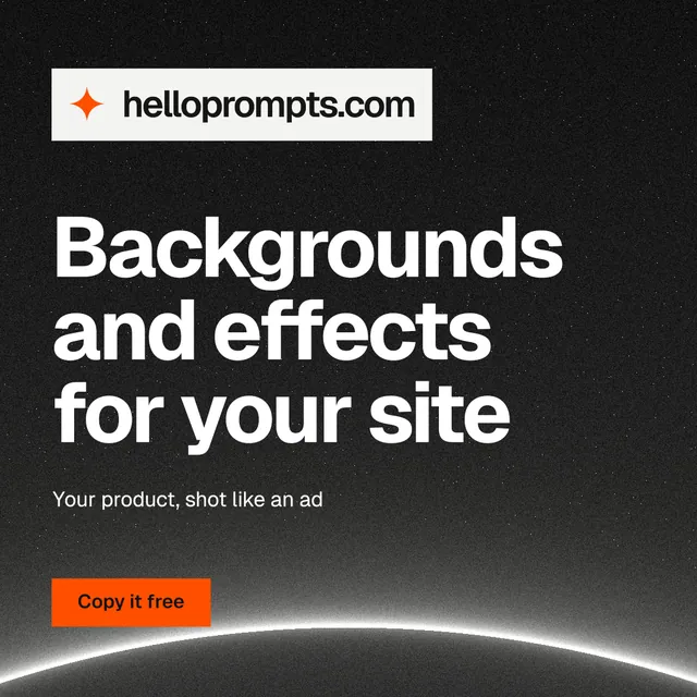 Instagram post for HelloPrompts: "Backgrounds and effects for your site". Swiss style, announce layout, dark palette in black, grey.