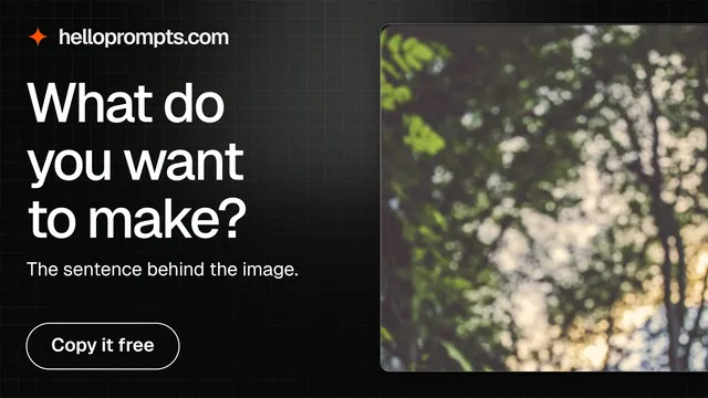 Landscape graphic for HelloPrompts: "What do you want to make?" Phosphor atlas style, bottom layout, dark palette in black, grey, yellow.