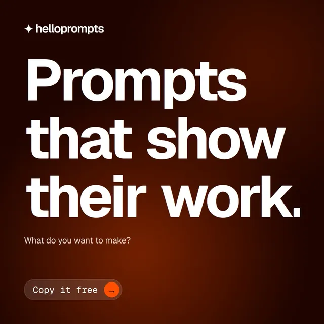Video for HelloPrompts: "Prompts that show their work.". Doc motion loop, 8.0 s, dark palette.