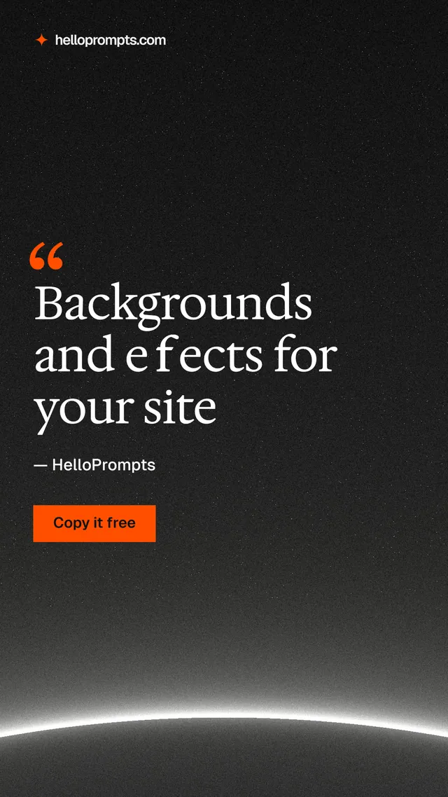 Instagram story for HelloPrompts: "Backgrounds and effects for your site". Swiss style, quote layout, dark palette in black, grey.