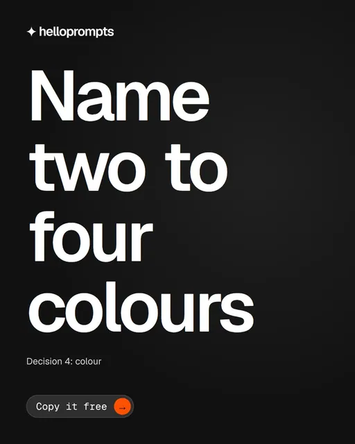 Video for HelloPrompts: "Name two to four colours". Doc motion loop, 8.0 s, dark palette.