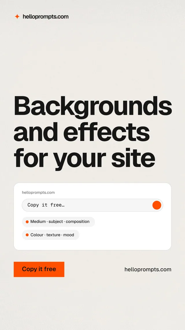 Instagram story for HelloPrompts: "Backgrounds and effects for your site". Swiss style, poster layout, light palette in yellow, grey, white.