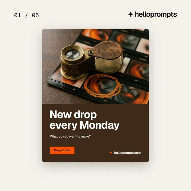 Video for HelloPrompts. Ad flipbook, 7.5 s, light palette.