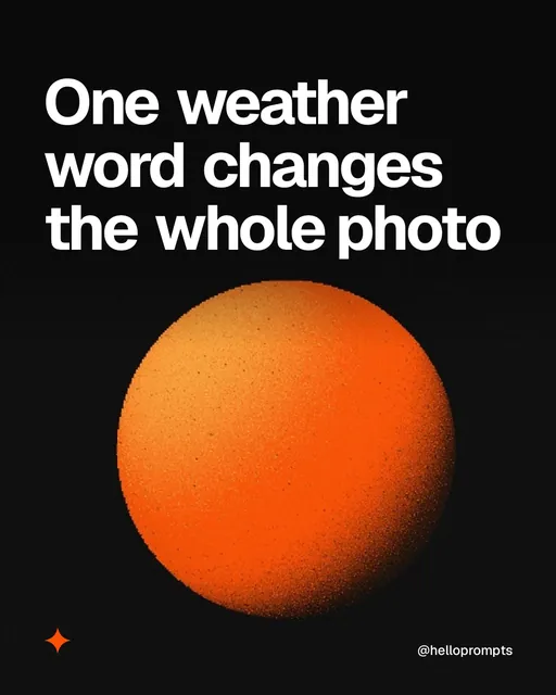 Video for HelloPrompts: "One weather word changes the whole photo". Shader loop, 6.0 s, dark palette.