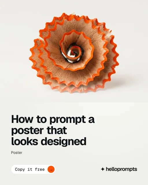 Video for HelloPrompts: "How to prompt a poster that looks designed". Doc motion loop, 8.0 s, light palette.